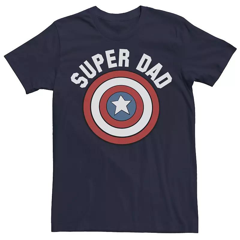 Mens Marvel Fathers Day Super Dad Captain America Shield Tee Blue Product Image