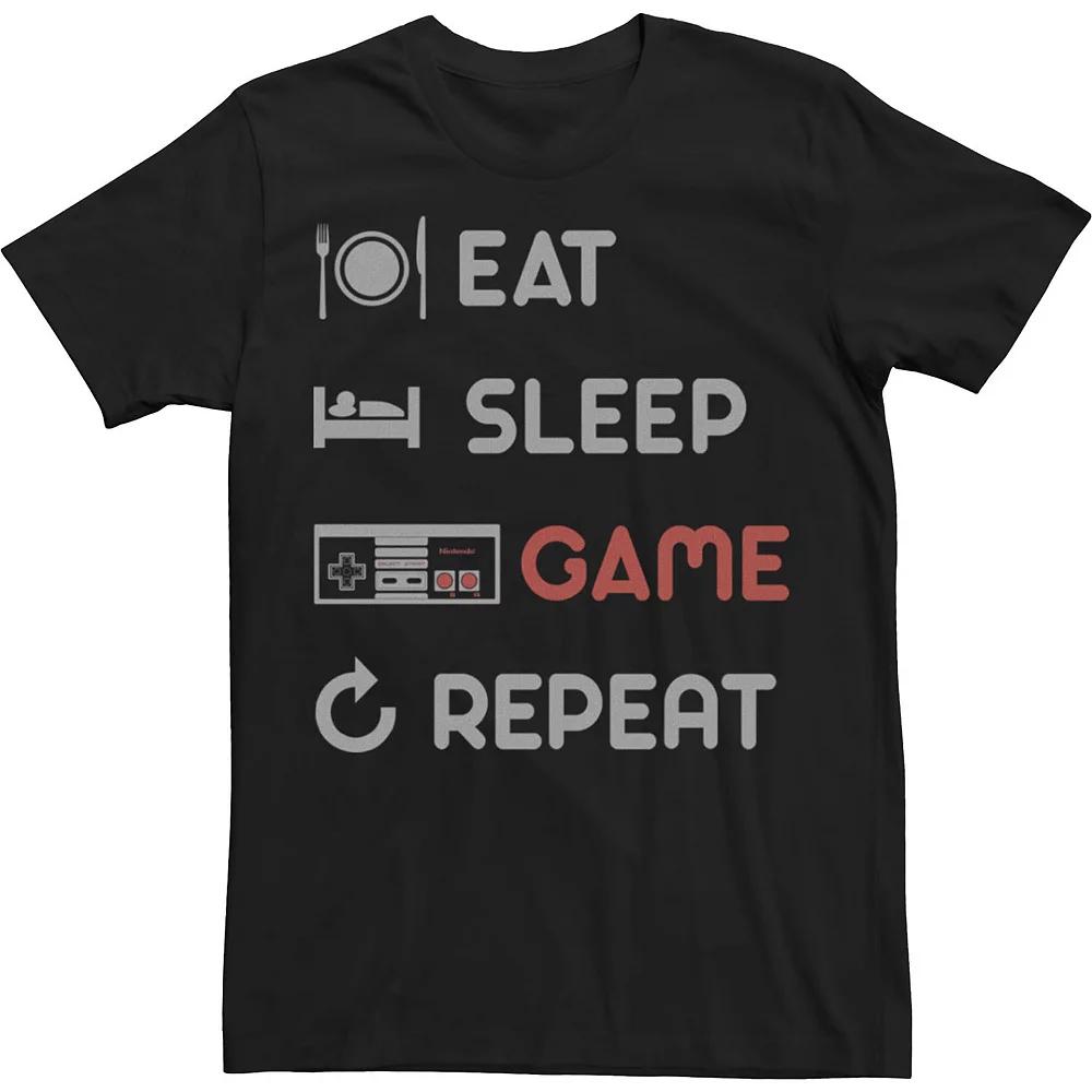 Big & Tall Nintendo Eat Sleep Game Repeat Tee, Men's,  Product Image