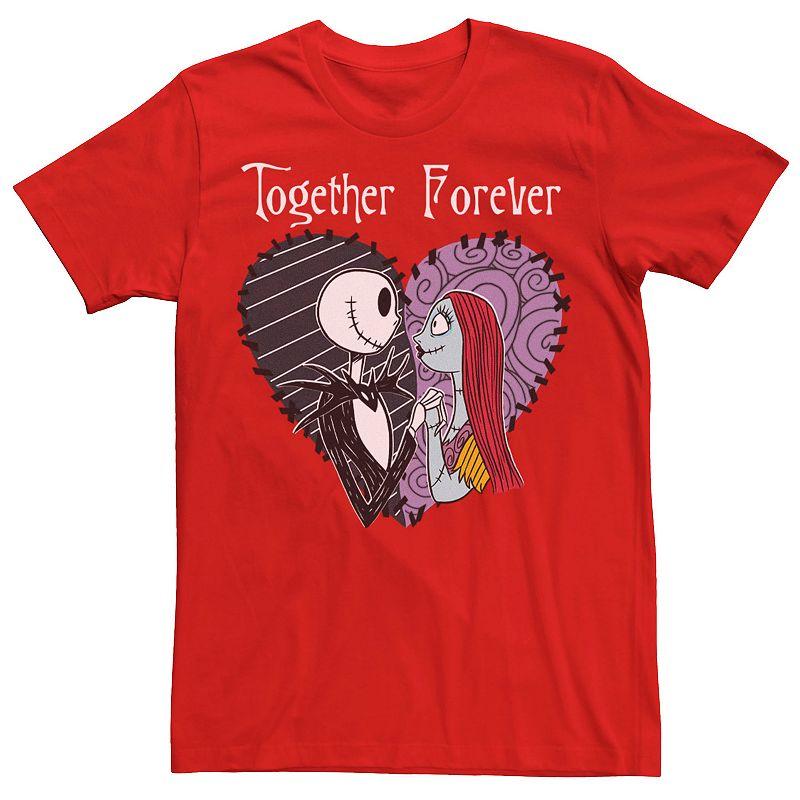 Disney's The Nightmare Before Christmas Jack & Sally Together Men's Tee, Size: Small, Red Product Image