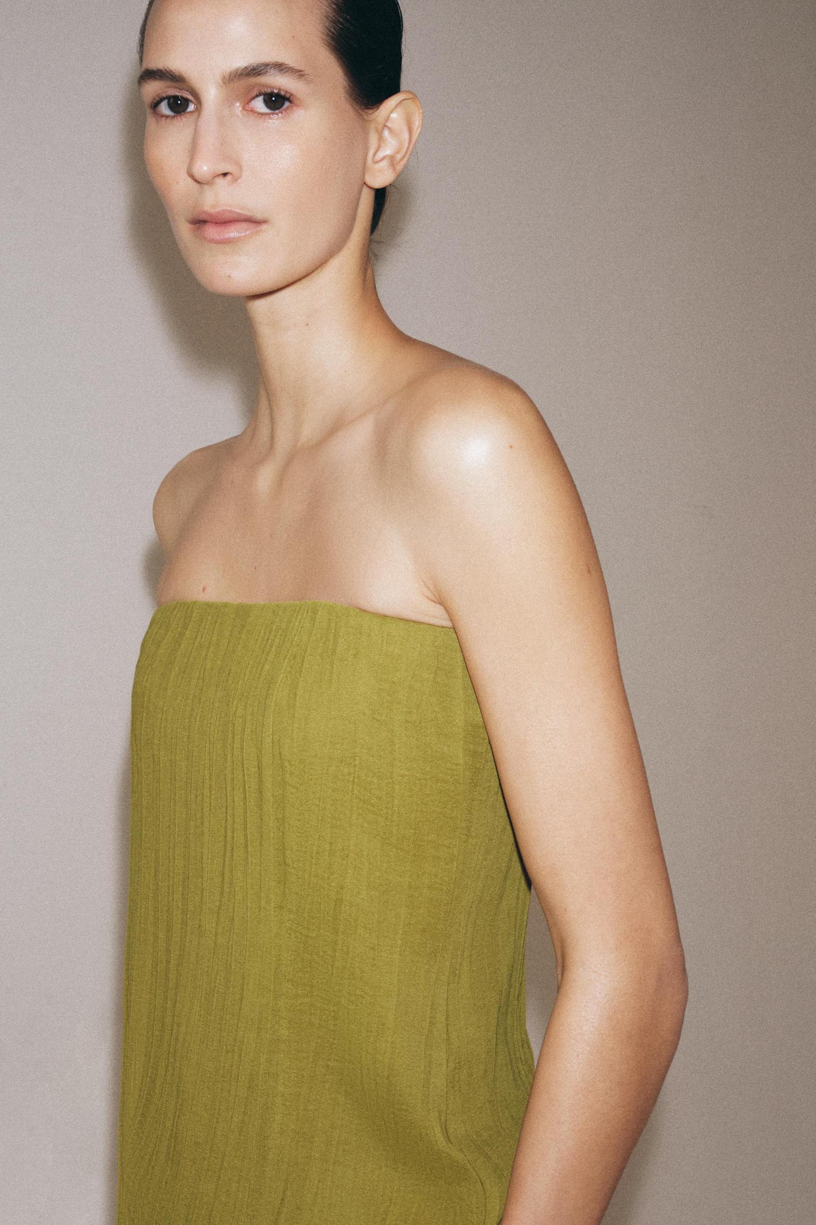 STRAPLESS TEXTURED DRESS Product Image