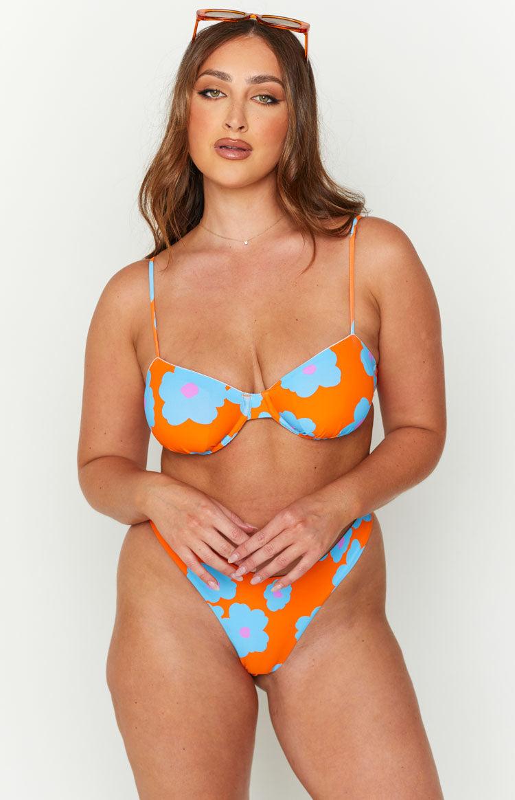 9.0 Swim Bronte Orange Floral Bikini Top Baby Product Image