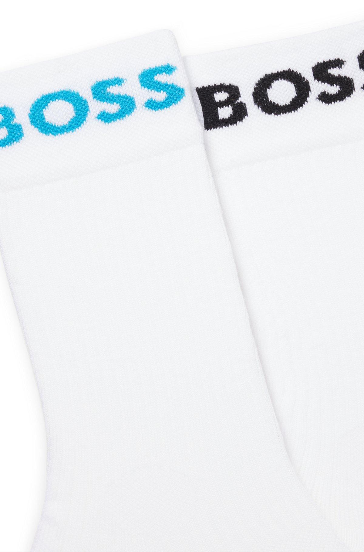 BOSS - Two-pack of quarter-length socks in stretch fabric - Turquoise Product Image