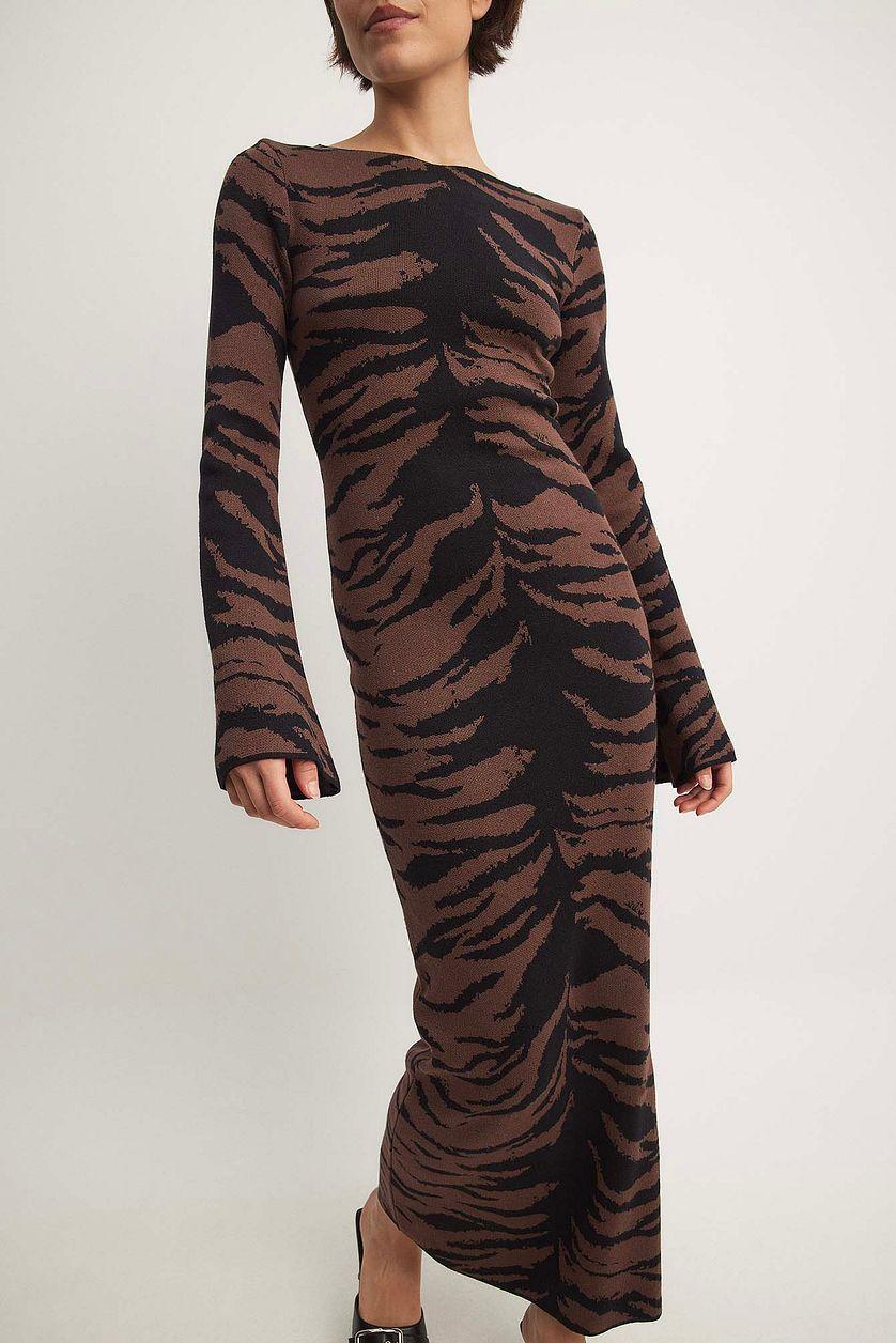 Wide Sleeve Knitted Maxi Dress Multicolor Product Image