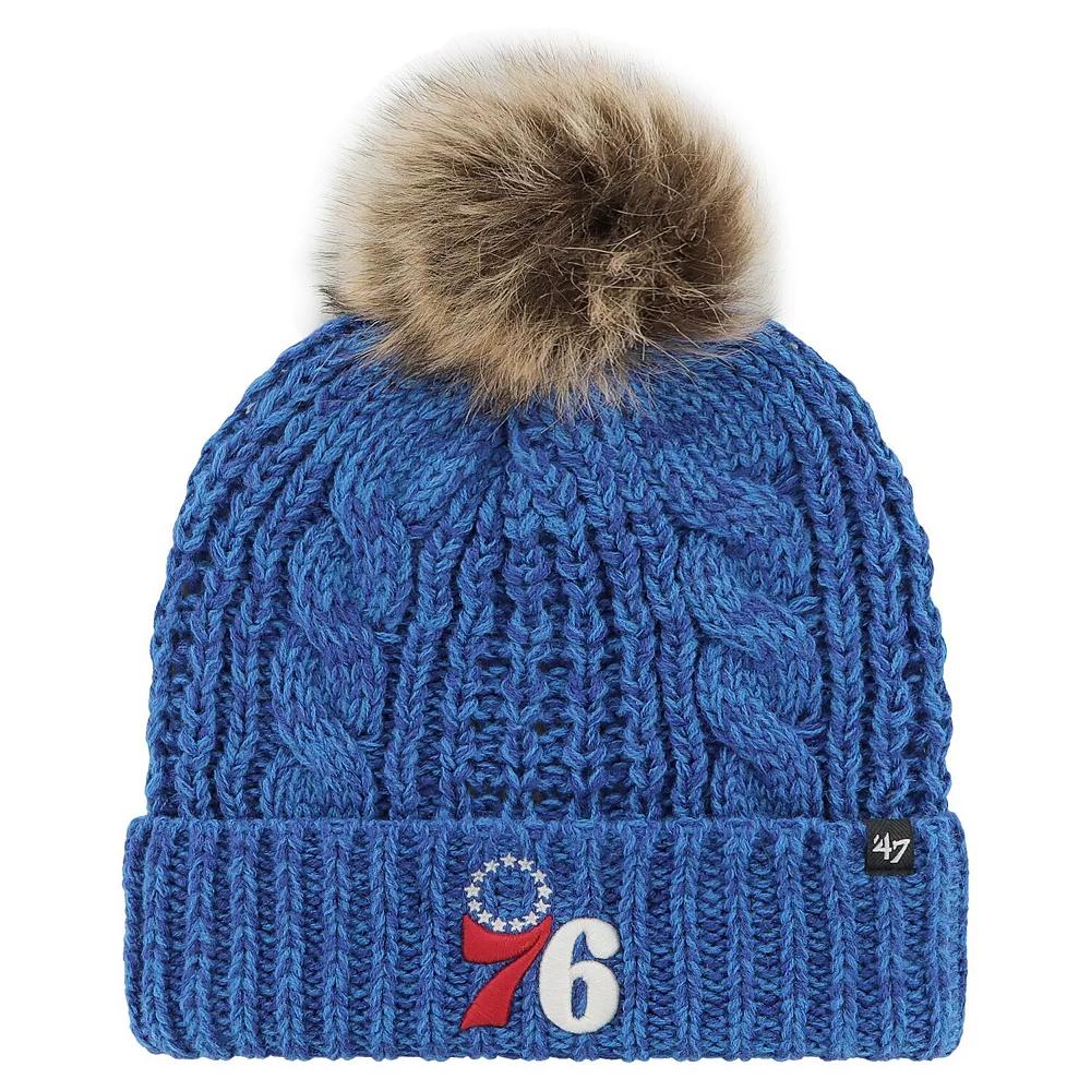 Women's '47 Royal Philadelphia 76ers Meeko Cuffed Knit Hat with Pom, 76r Blue Product Image