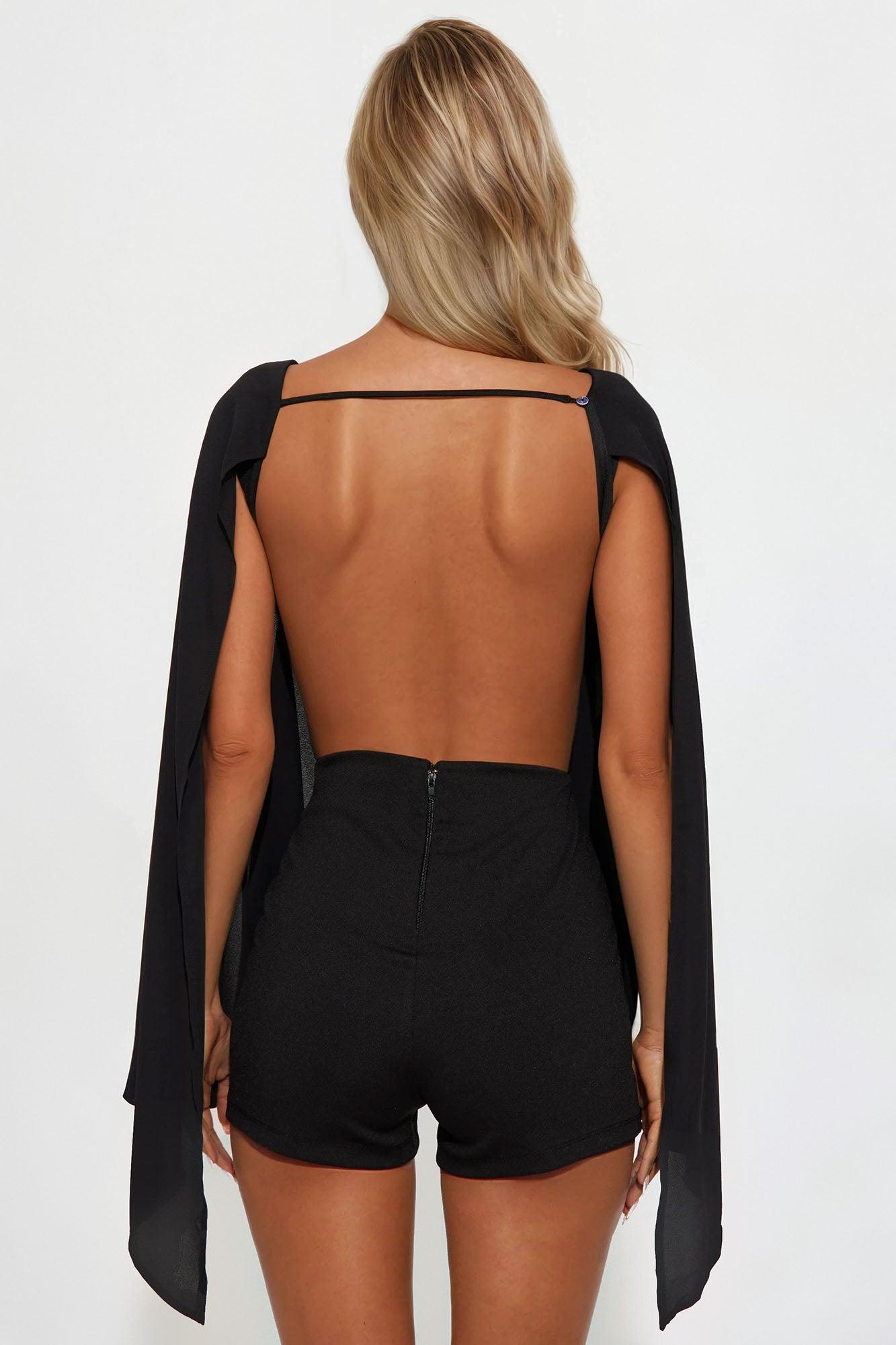 Lucky You Backless Romper - Black Female Product Image