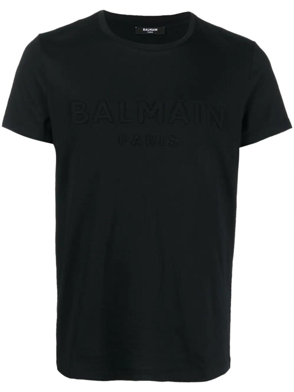BALMAIN Logo-embossed Cotton T-shirt In Black Product Image