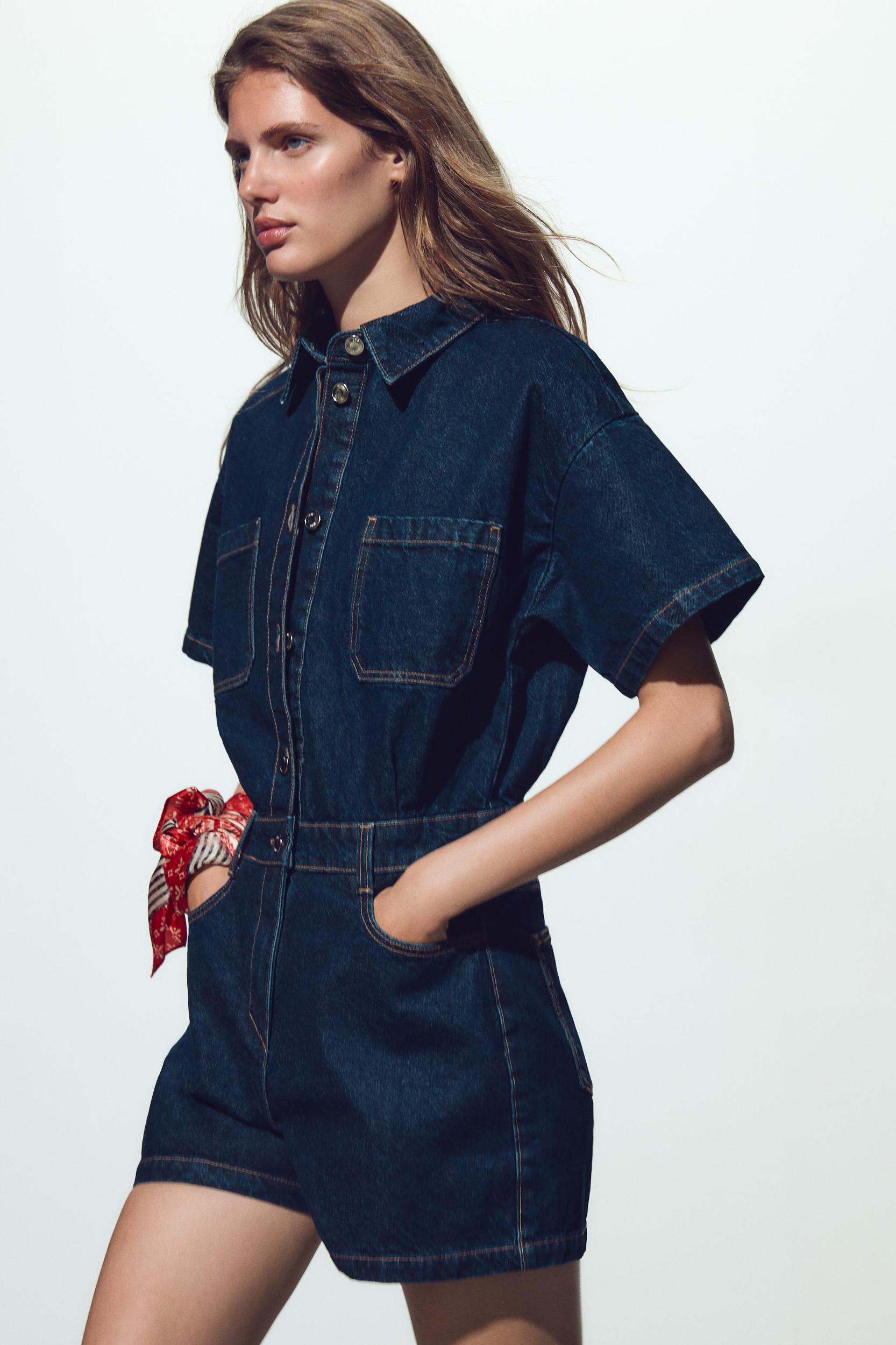 Z1975 SHORT SLEEVE DENIM JUMPSUIT Product Image