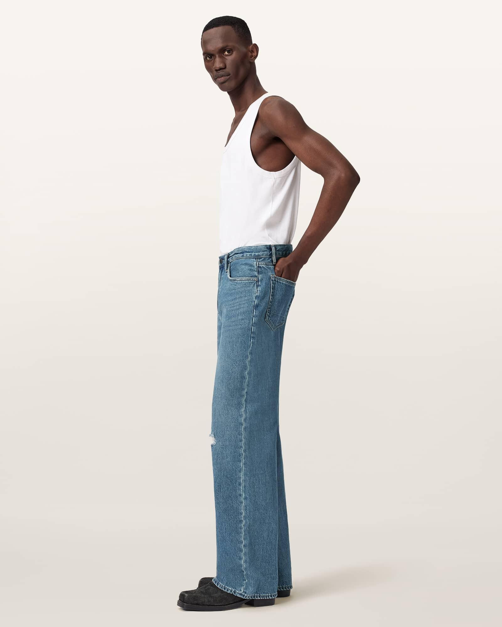 Lenny Loose Fit Wide Leg Denim Jeans DESTROY MID INDIGO | ALLSAINTS US Product Image