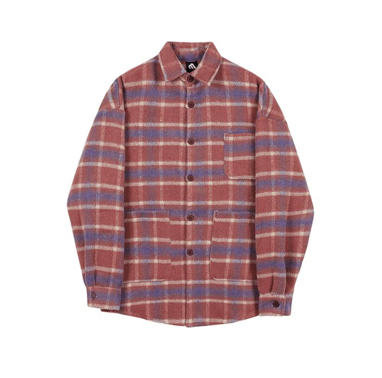 RT No. 2744 WOOLEN KNITTED PLAID COLLAR SHIRT Product Image