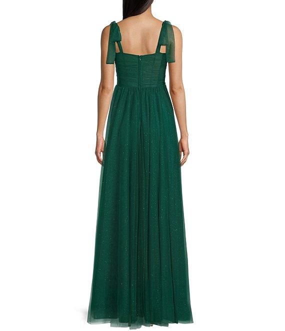 City Vibe Sweetheart Neck Twist Front Tie Straps Illusion Back Shirred Ballgown Product Image