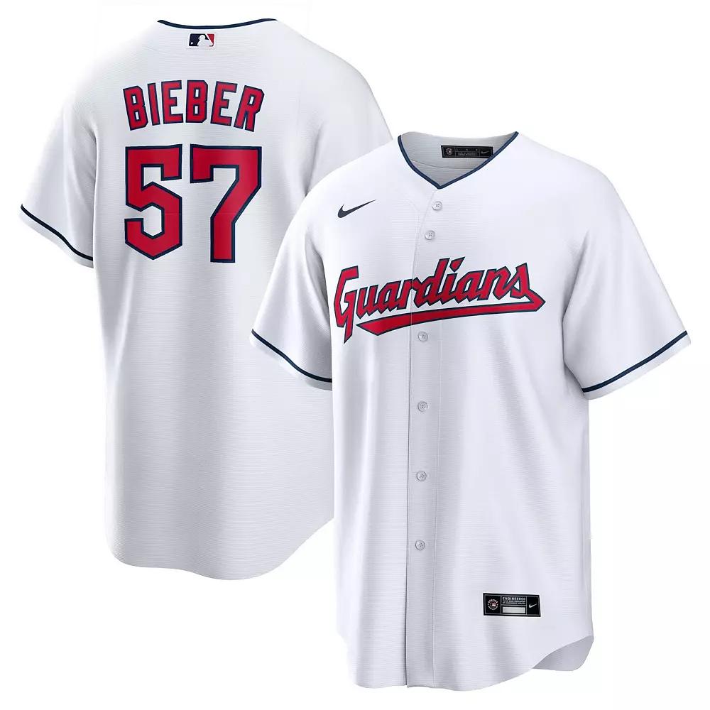 Men's Nike Shane Bieber White Cleveland Guardians Replica Player Jersey, Size: Large, Grd White Product Image