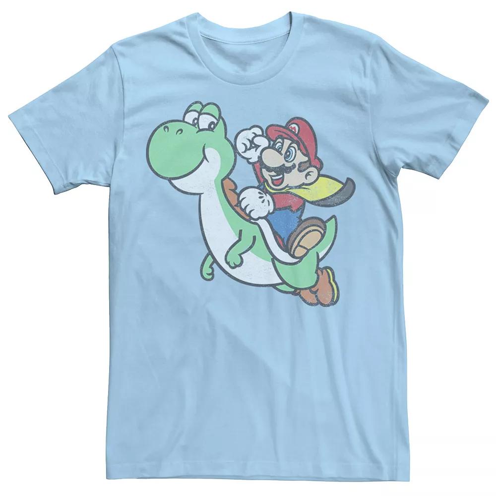 Men's Nintendo Mario Riding Yoshi Portrait Tee, Size: Small, Light Blue Product Image
