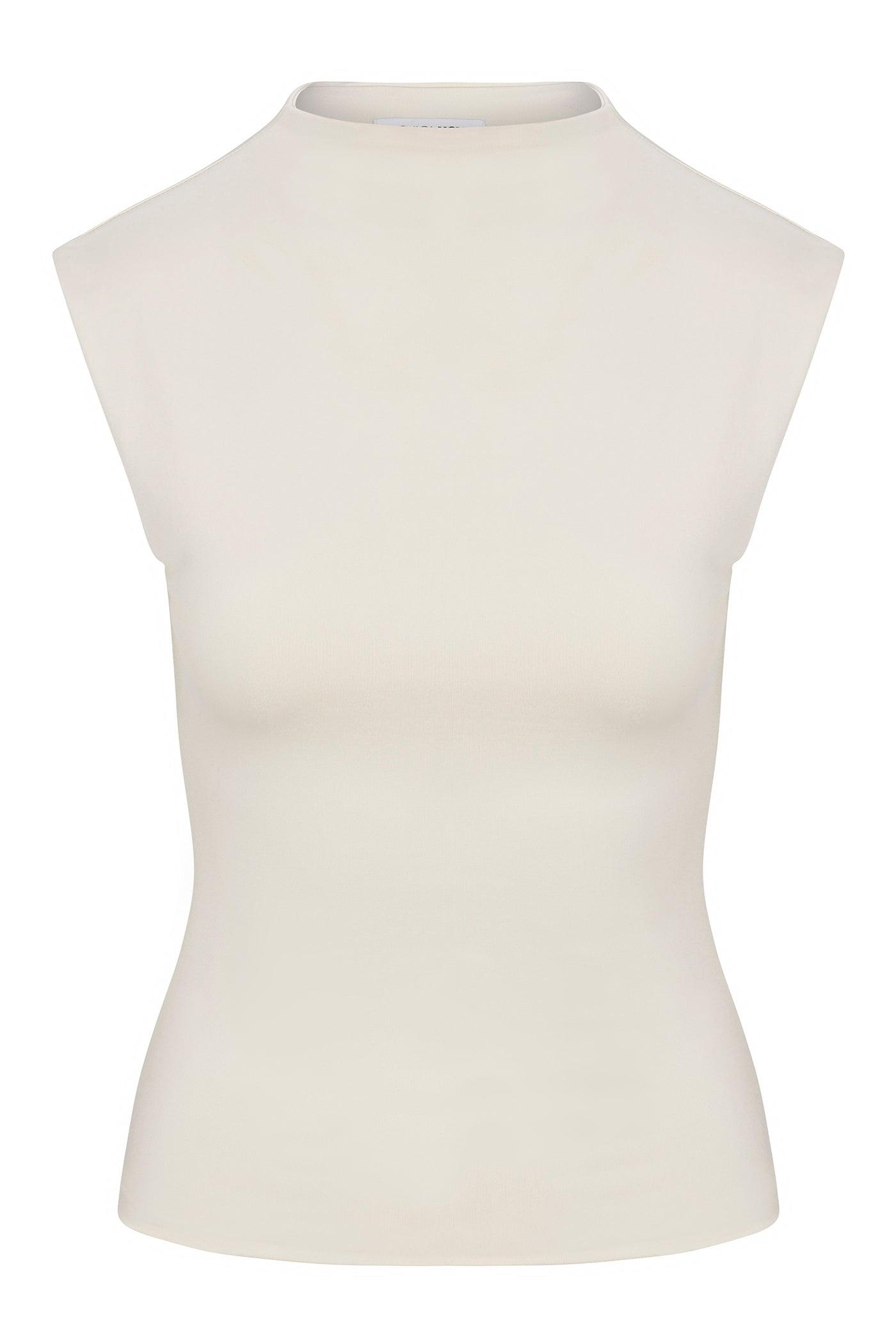 Contour Double Lined Mock Neck Top - Bone Female Product Image