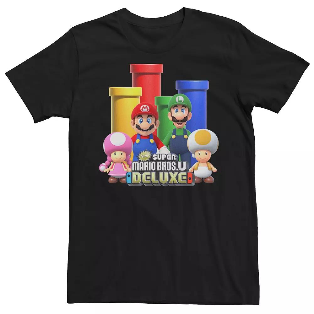 Men's Nintendo Super Mario Bros U Deluxe Group Shot Logo Graphic Tee,  Product Image