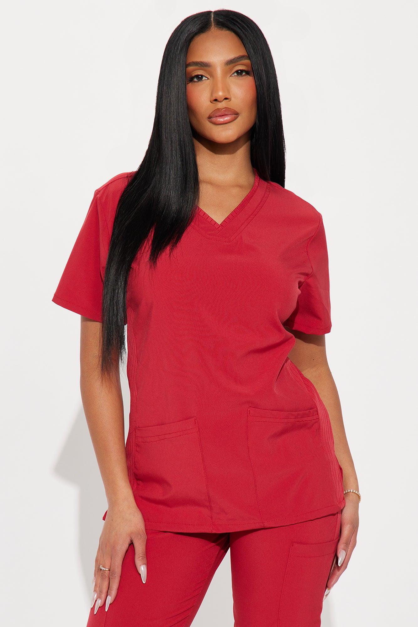 Wellness 4 Way Stretch Uniform Scrub Jogger Set - Raspberry Product Image
