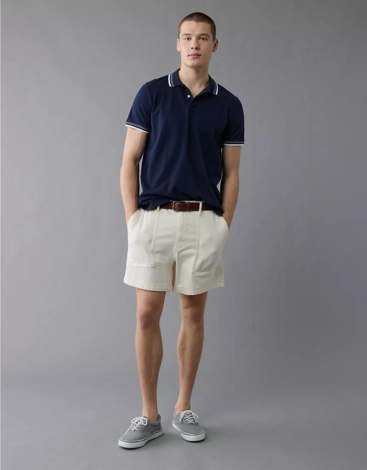 AE Lived-In Stretch Pique Slim Fit Tipped Polo Shirt Product Image