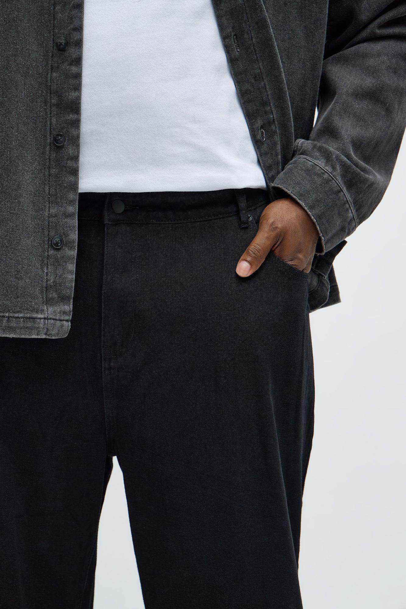 Baggy Side Stripe Zip Hit Jeans - Black Male Product Image