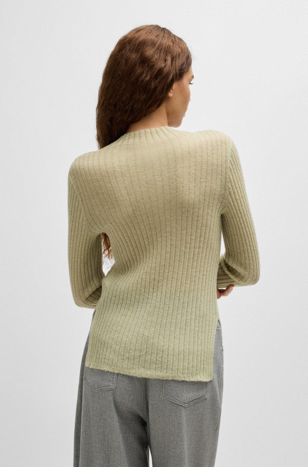 Wool-blend slim-fit sweater with side slits Product Image