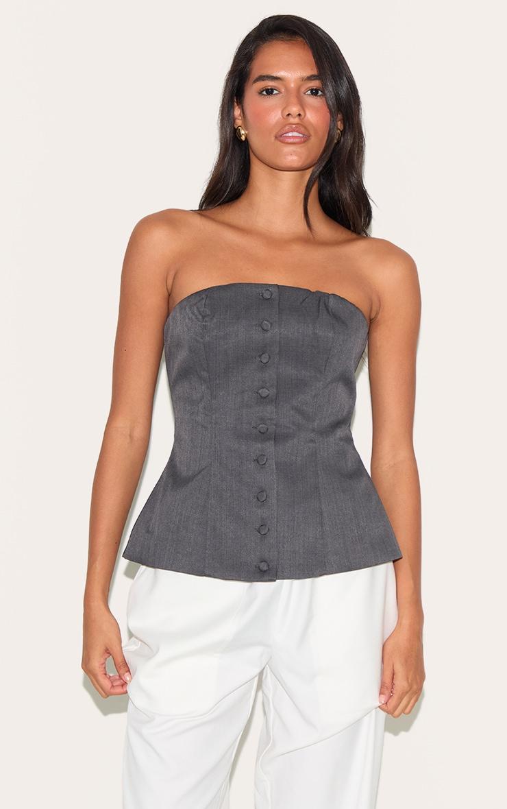 Charcoal Woven Structured Bandeau Vest Product Image
