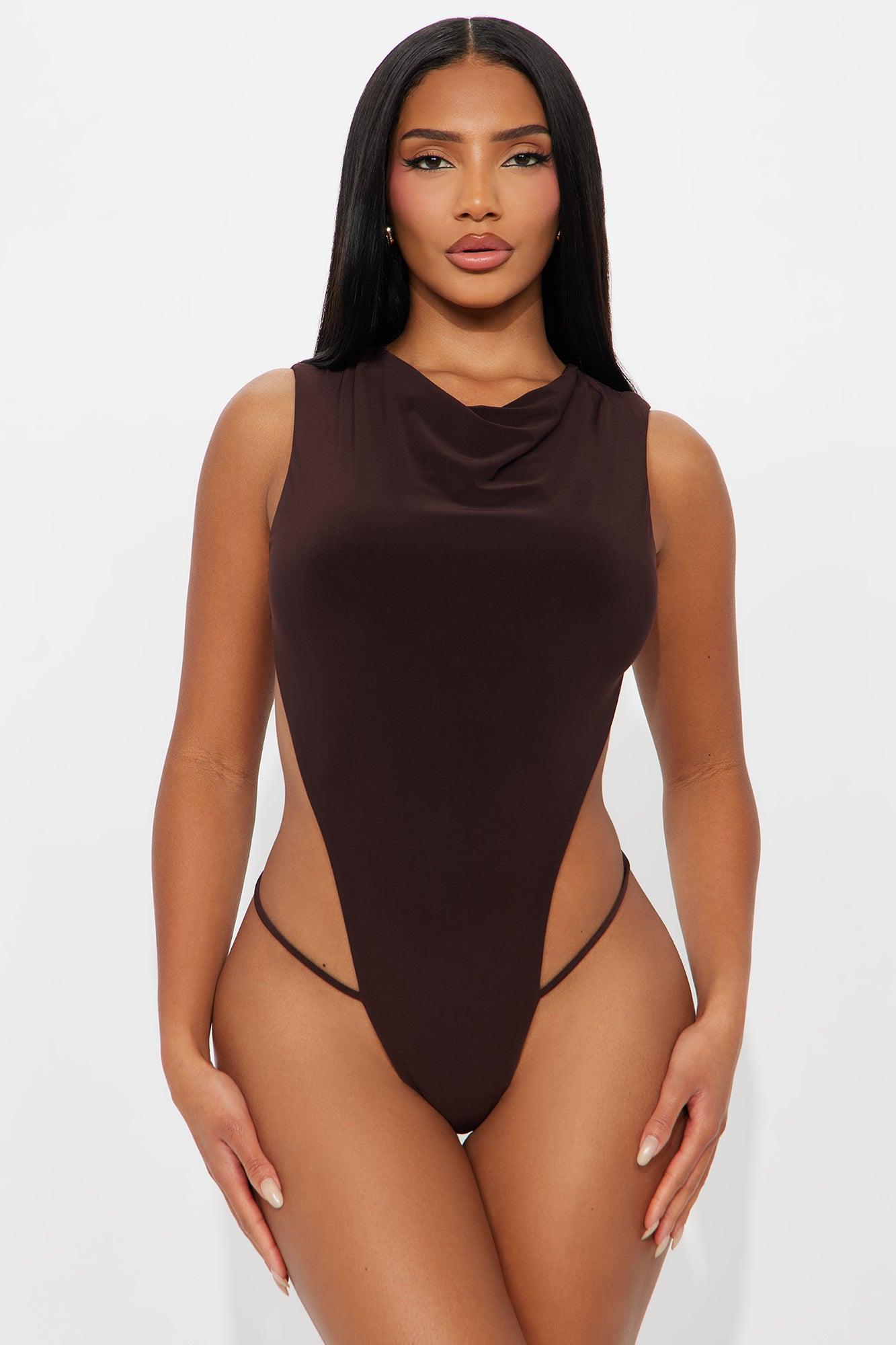 Power Play Backless Bodysuit Pant Set - Chocolate Female Product Image