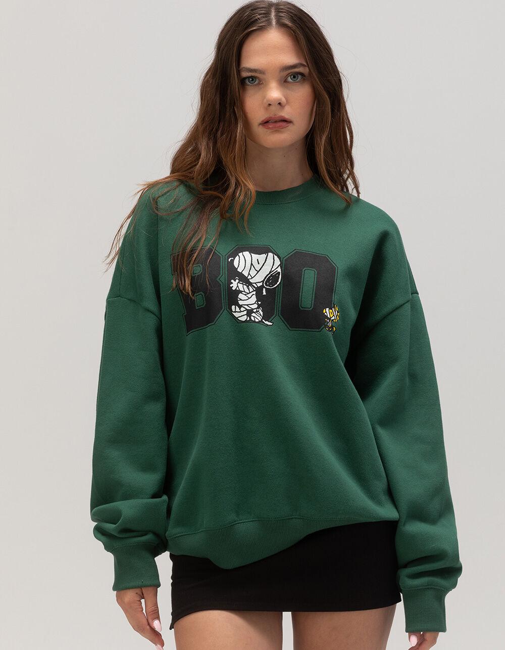 RSQ x Peanuts Boo Mens Oversized Crewneck Sweatshirt - GREEN Product Image