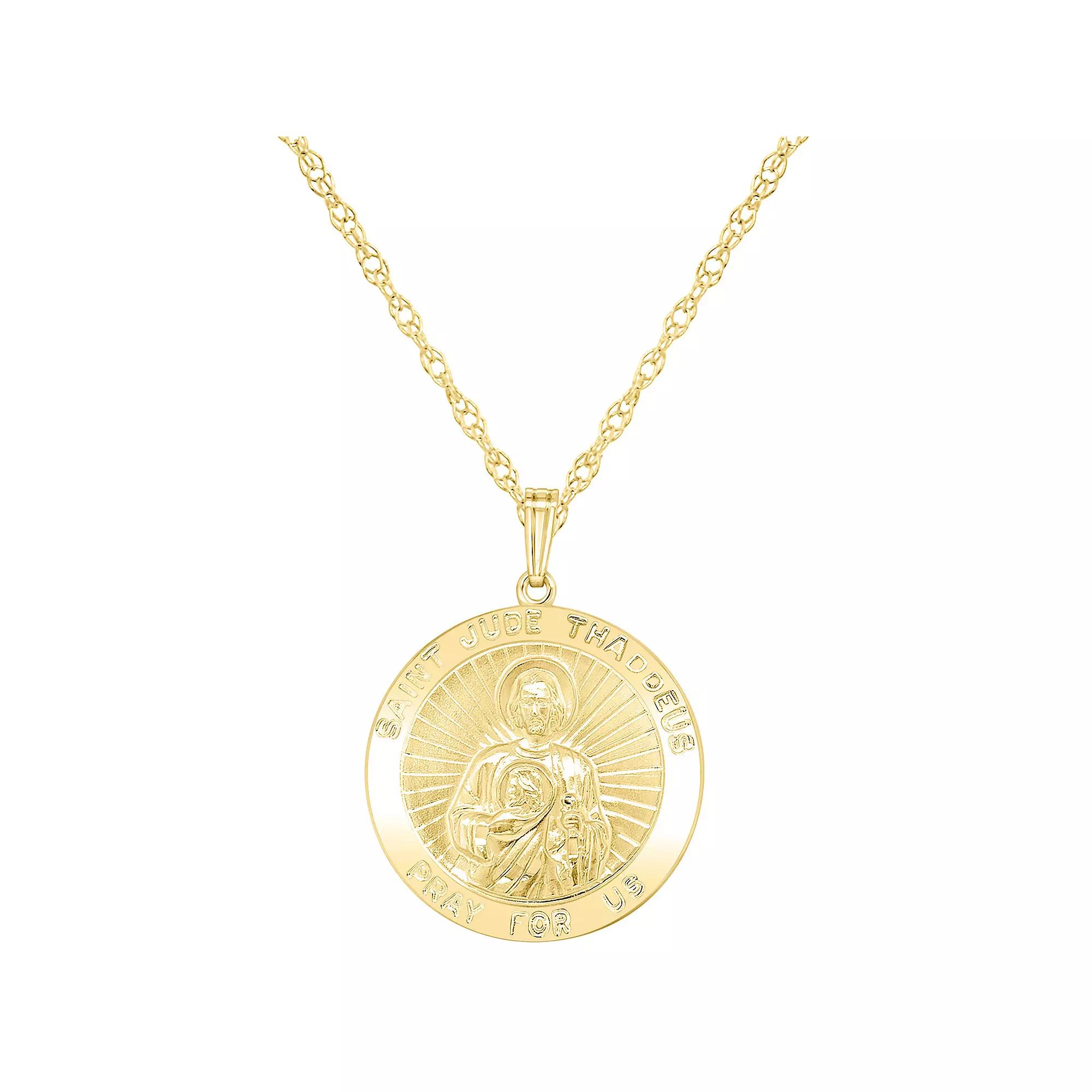 Sterling Silver Saint Jude Pendant, Women's, Size: 18", 14k Gold Plated Product Image