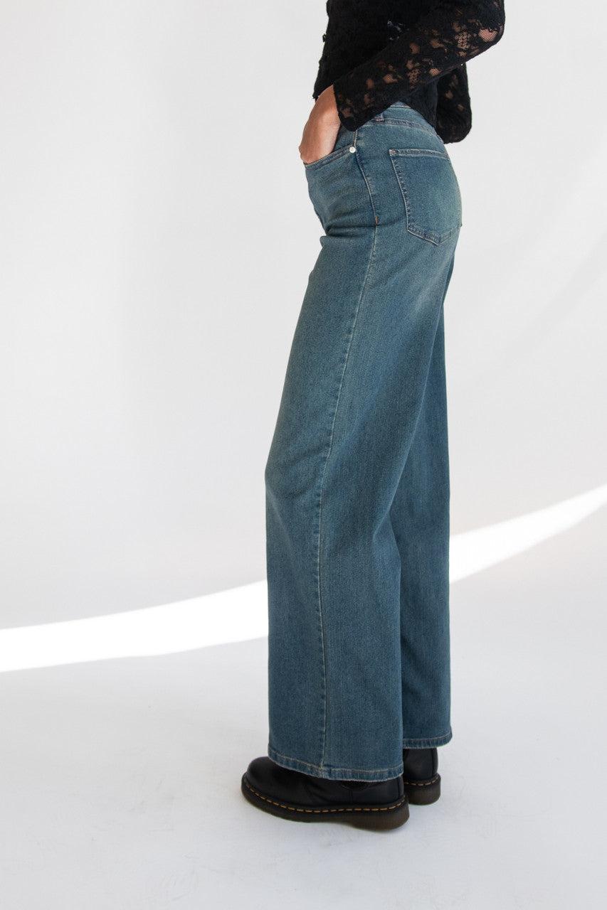 Medium Wash Wide Leg Jeans Product Image