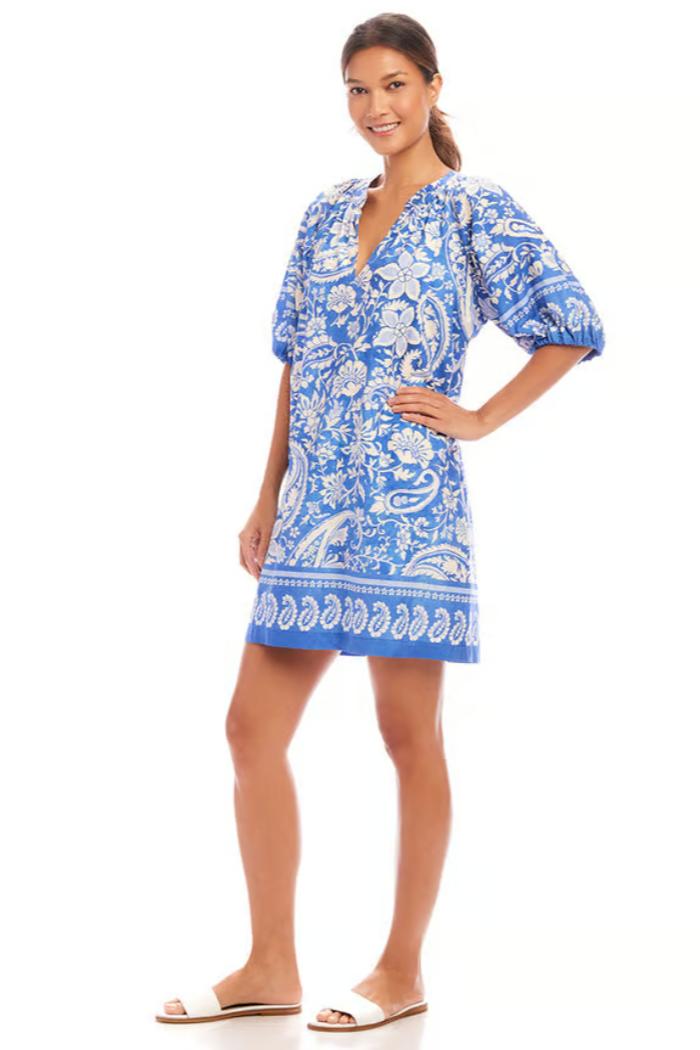 Puff Sleeve Peasant Dress-Floral Paisley Product Image
