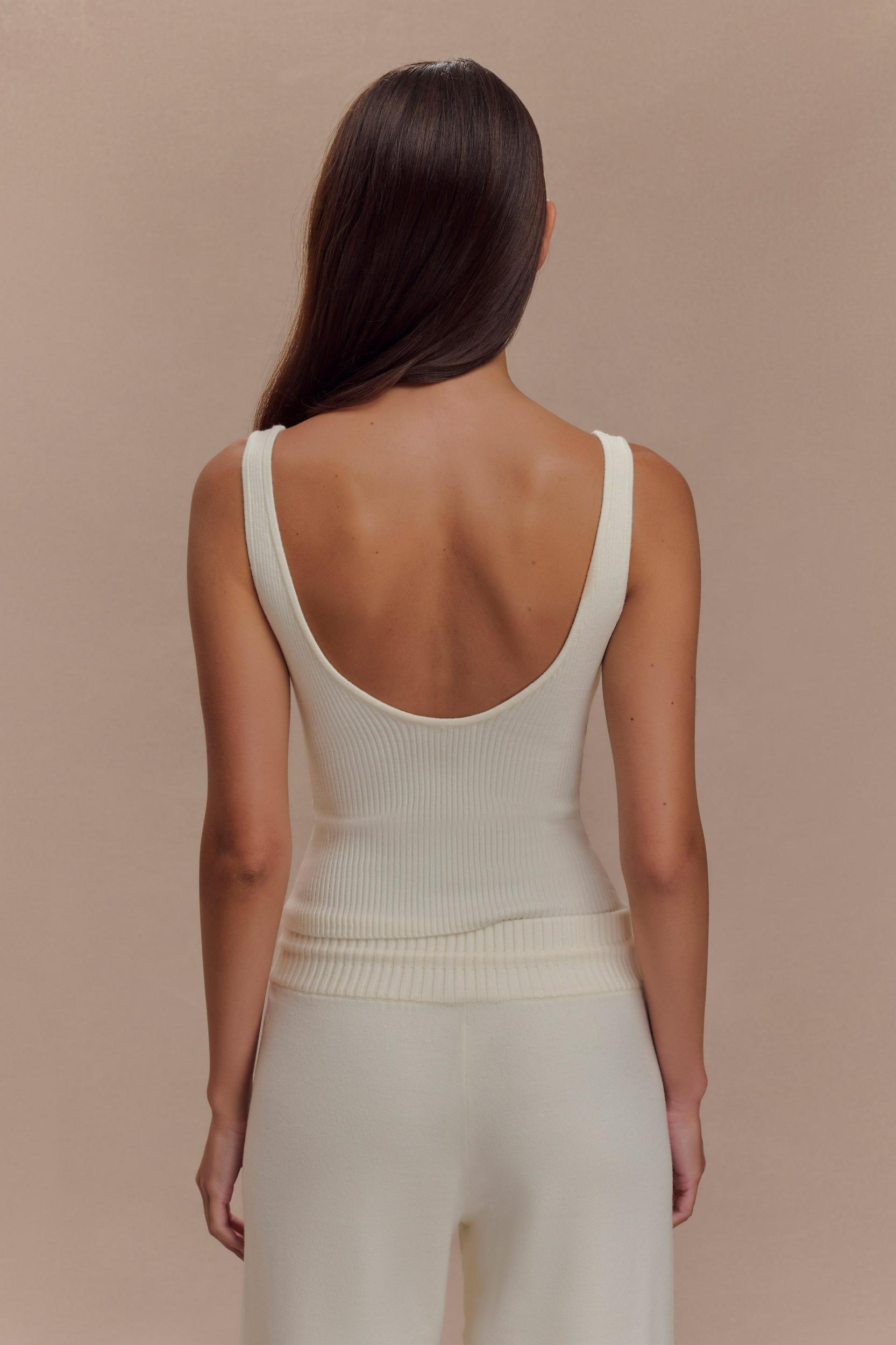 Natalya Ribbed Knit Cami Top - Ivory Product Image