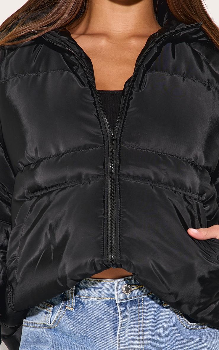 Black Quilted Hooded Puffer Coat Product Image