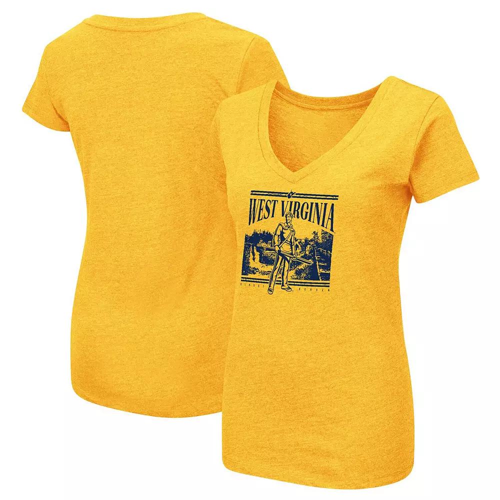 Women's Colosseum Gold West Virginia Mountaineers 2024 Fan V-Neck T-Shirt, Size: Medium Product Image