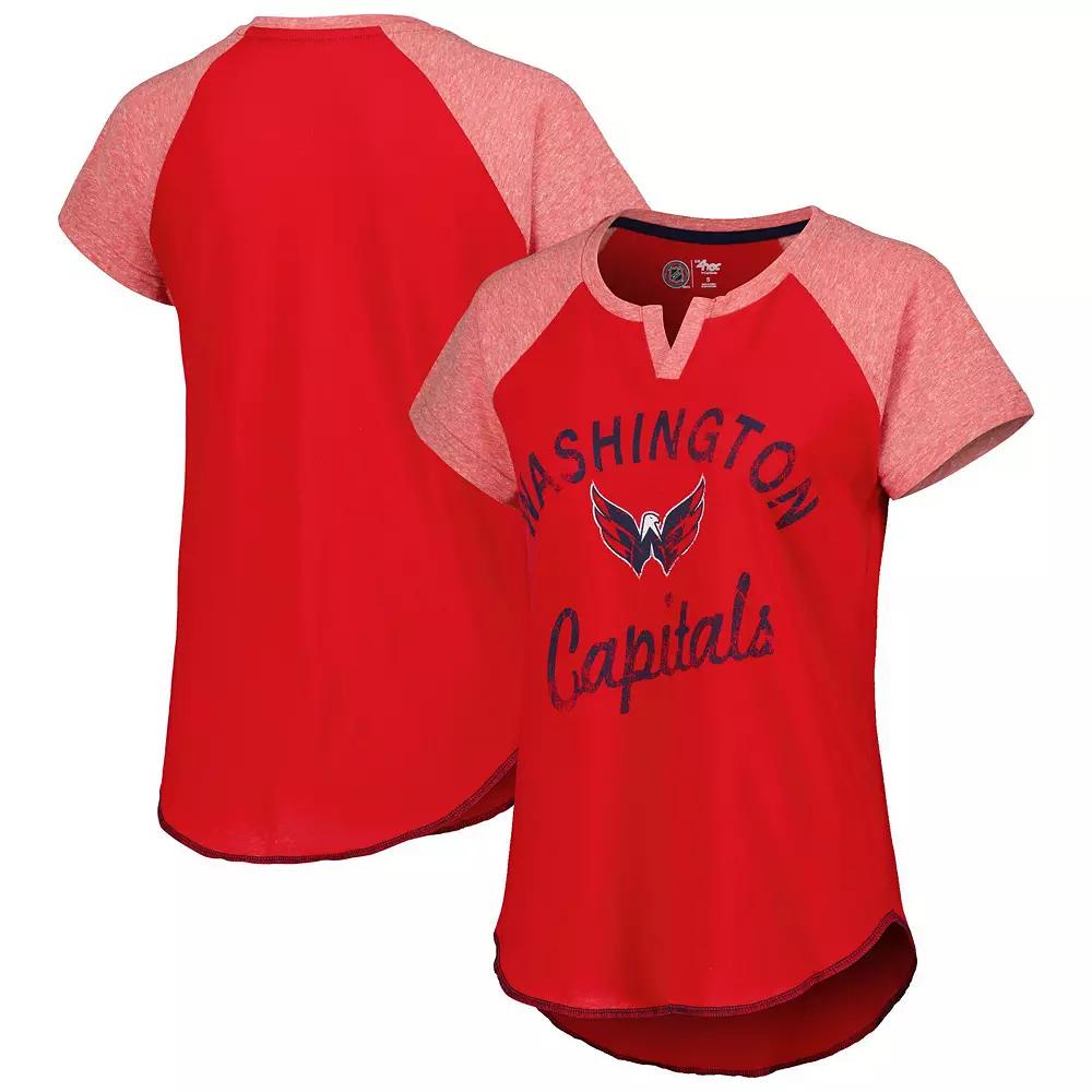 Women's Starter Red Washington Capitals Grand Slam Raglan Notch Neck T-Shirt,  Product Image