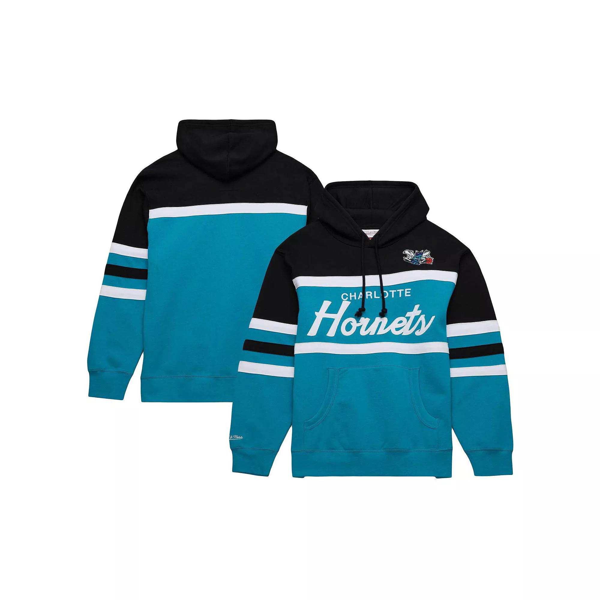Men's Mitchell & Ness Teal/Black Charlotte Hornets Head Coach Pullover Hoodie, Size: 3XL, Chr Blue Product Image