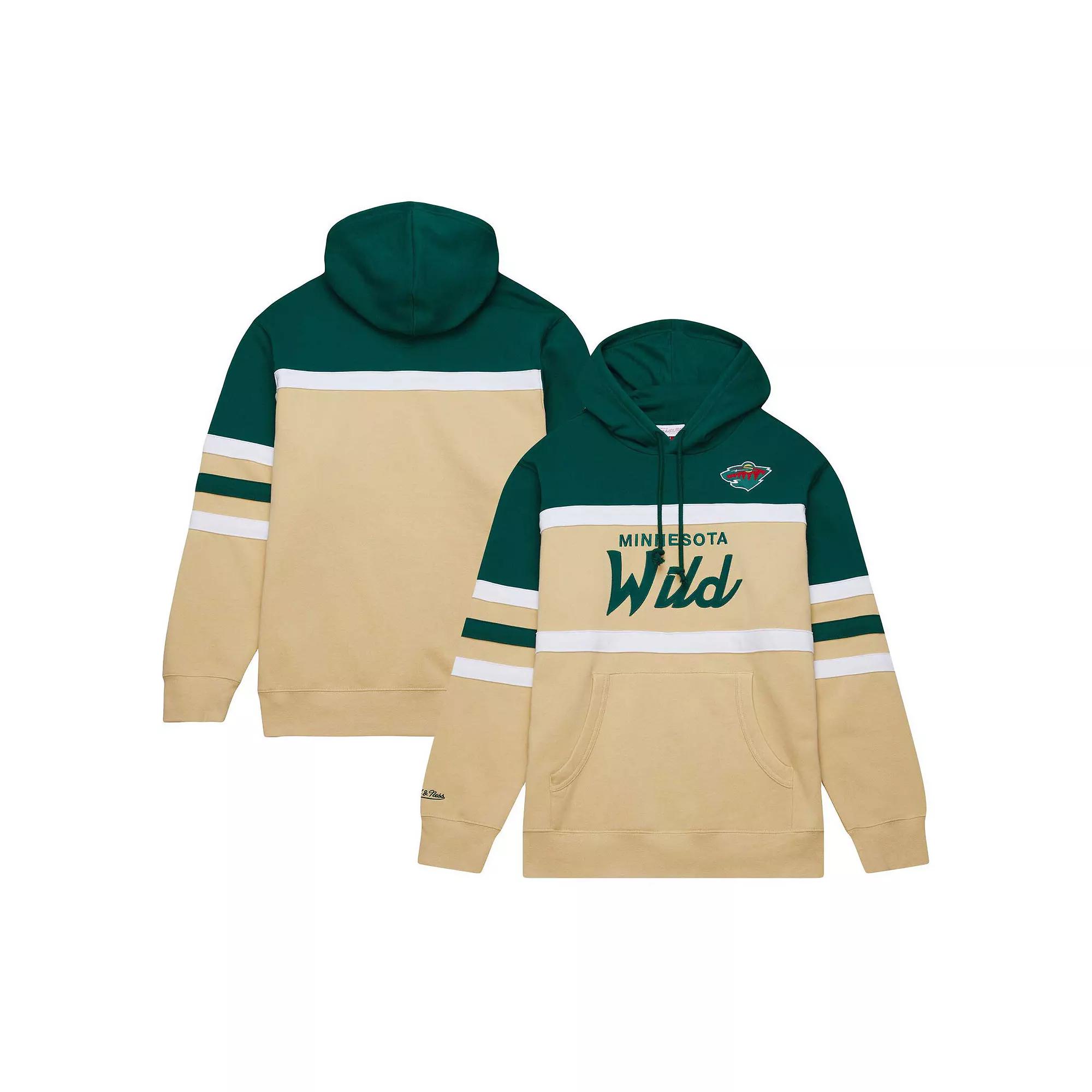 Men's Mitchell & Ness Cream/Green Minnesota Wild Head Coach Pullover Hoodie, Size: 3XL, Beige Product Image