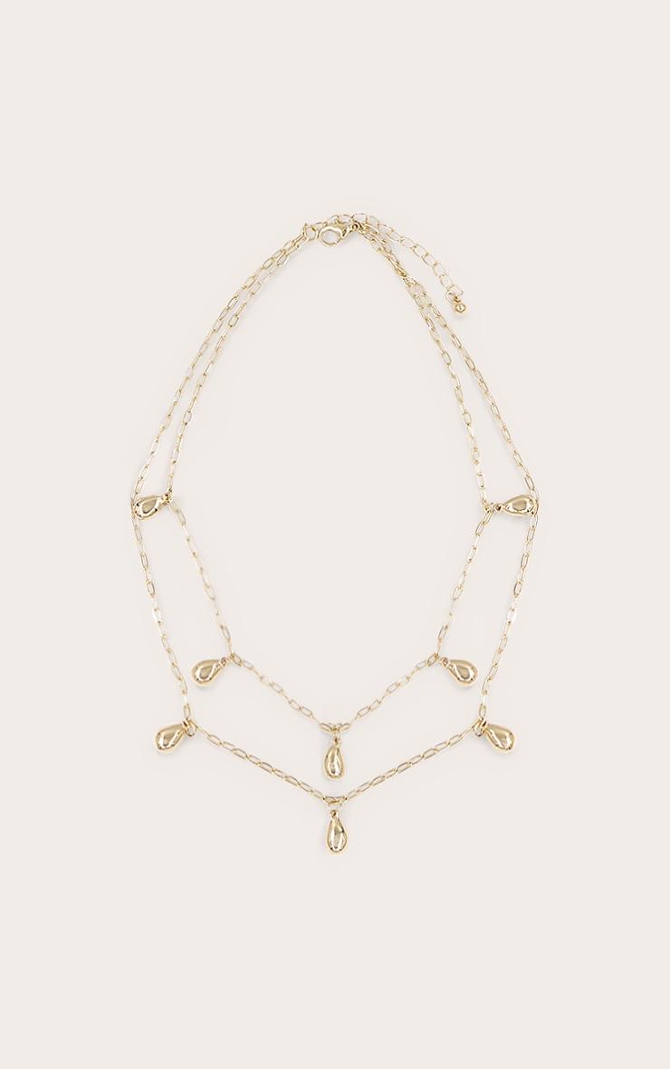 Gold Tear Drop Layered Necklace Product Image
