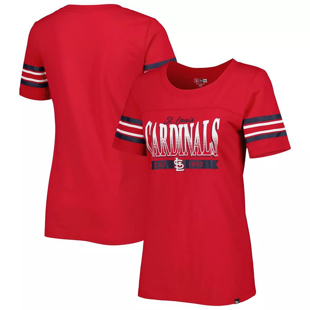 Women's New Era Red St. Louis Cardinals Team Stripe T-Shirt, Size: Small Product Image