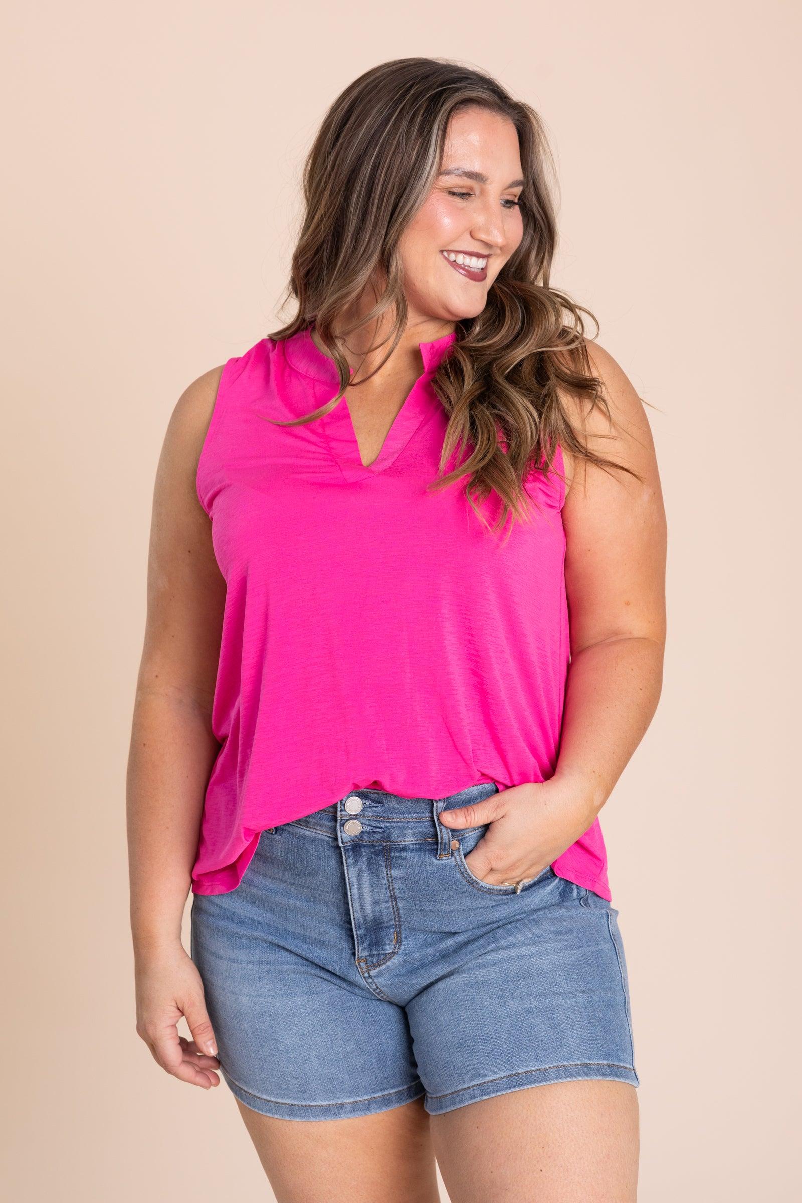 Lizzy Notch Neck Wrinkle Free Tank Product Image