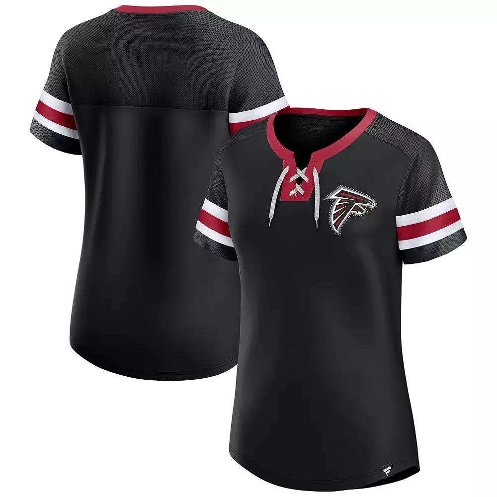 Women's Fanatics Black Atlanta Falcons Lace-Up Bling T-Shirt,  Product Image