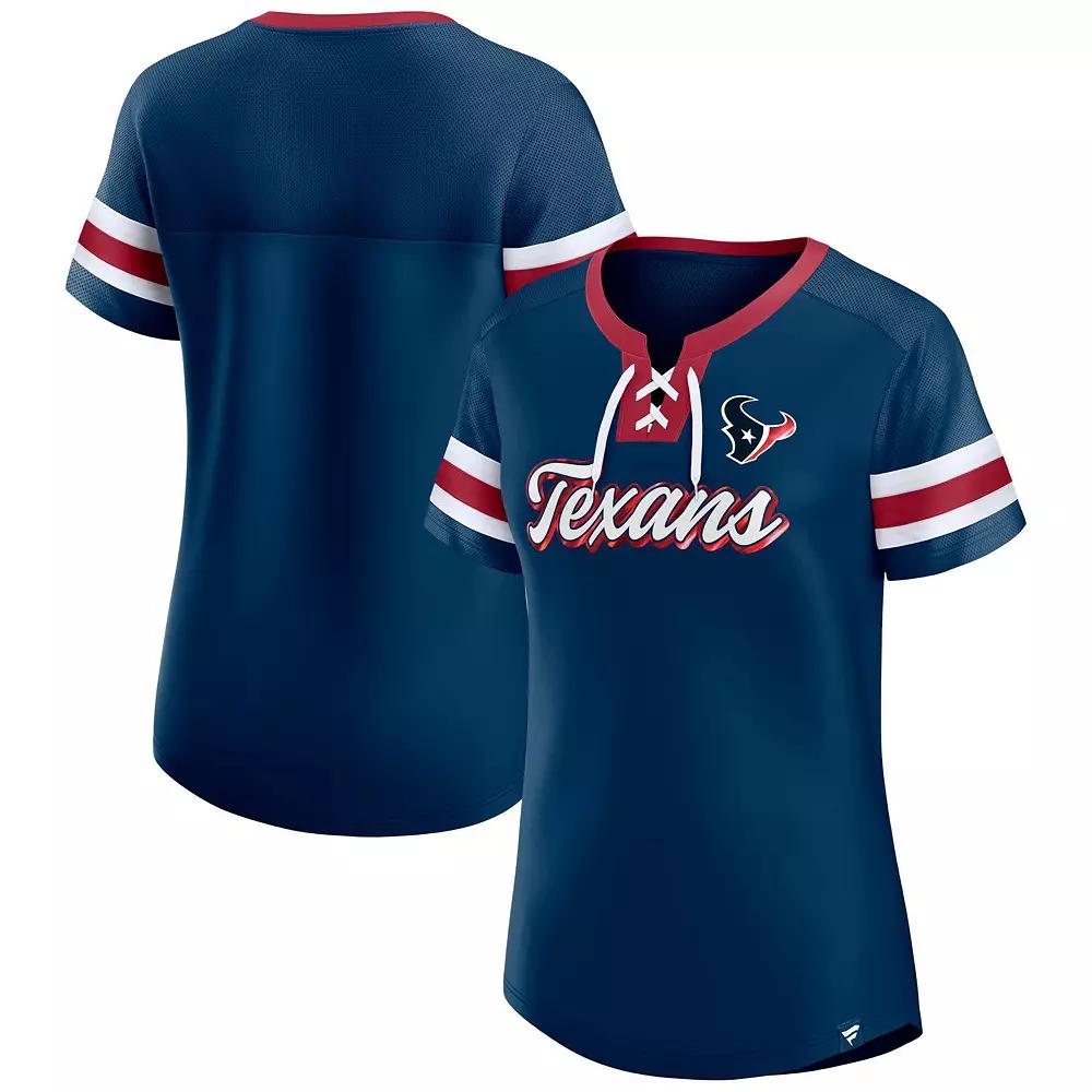 Women's Fanatics Branded Navy Houston Texans Original State Lace-Up T-Shirt,  Product Image