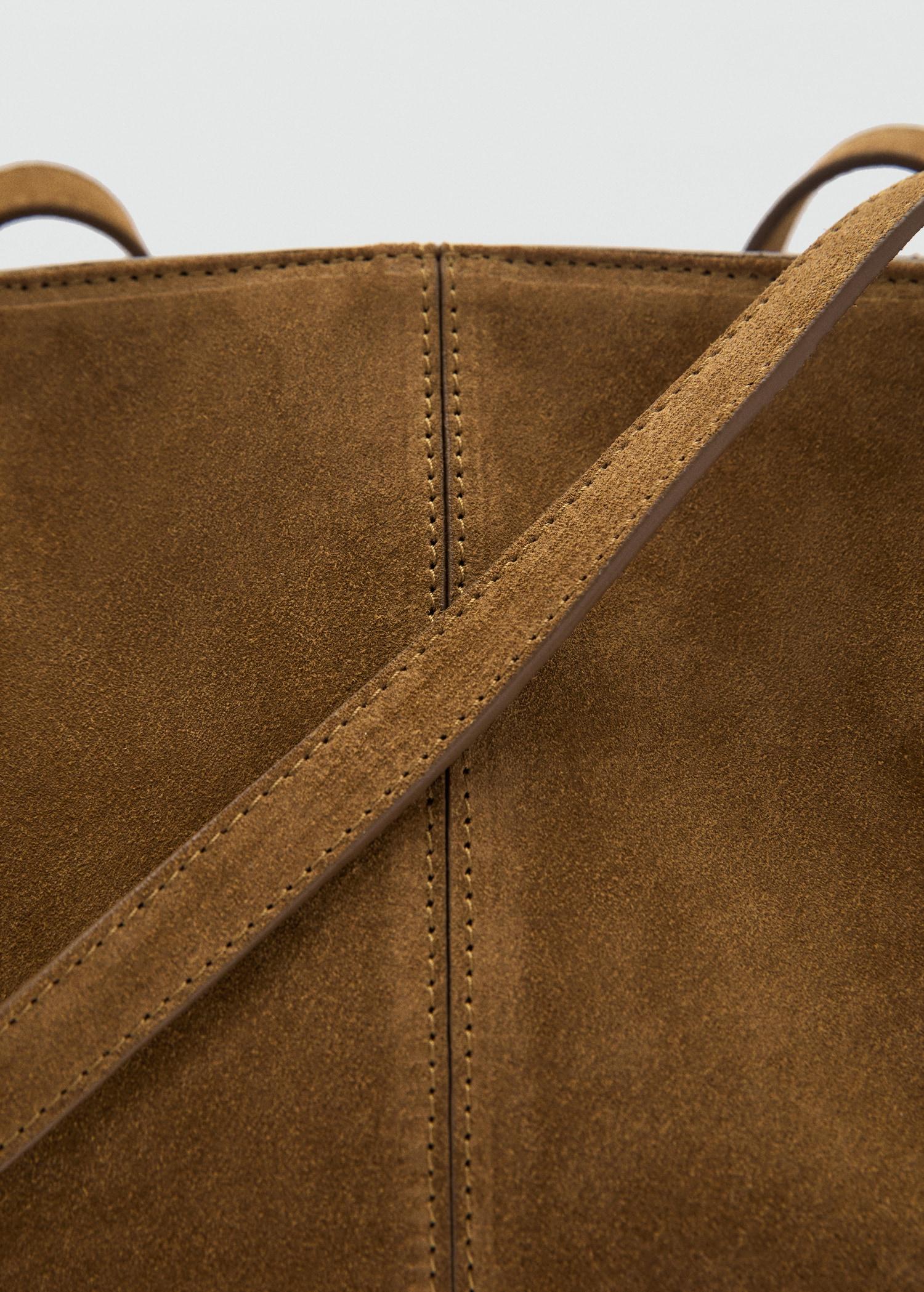Double handle suede bag - Women | MANGO USA Product Image