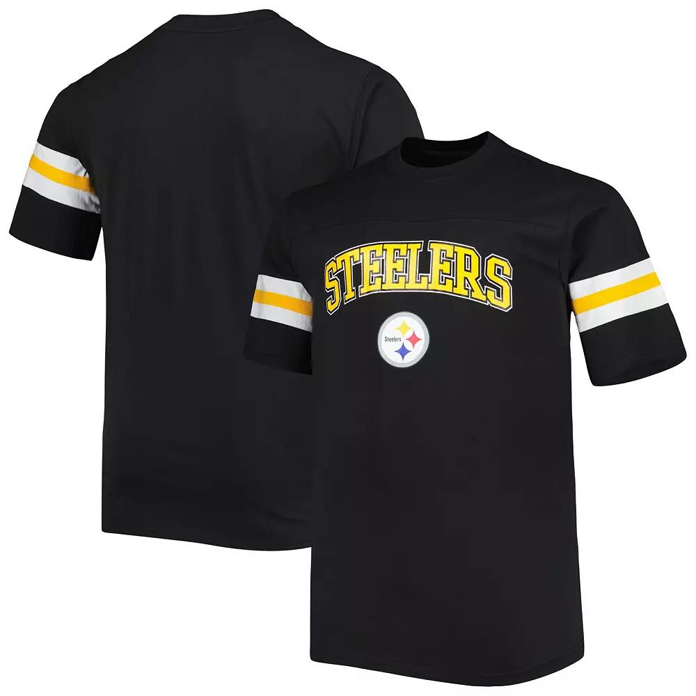 Men's Black Pittsburgh Steelers Big & Tall Arm Stripe T-Shirt, Size: XLT Product Image