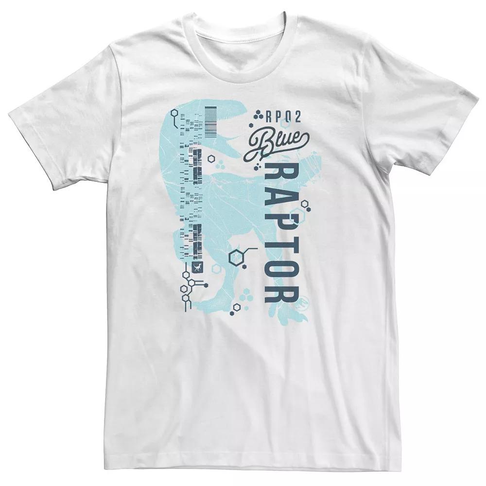 Big & Tall Jurassic World Two Blue Raptor DNA Code Silhouette Tee, Men's, Size: XL Tall, White Product Image