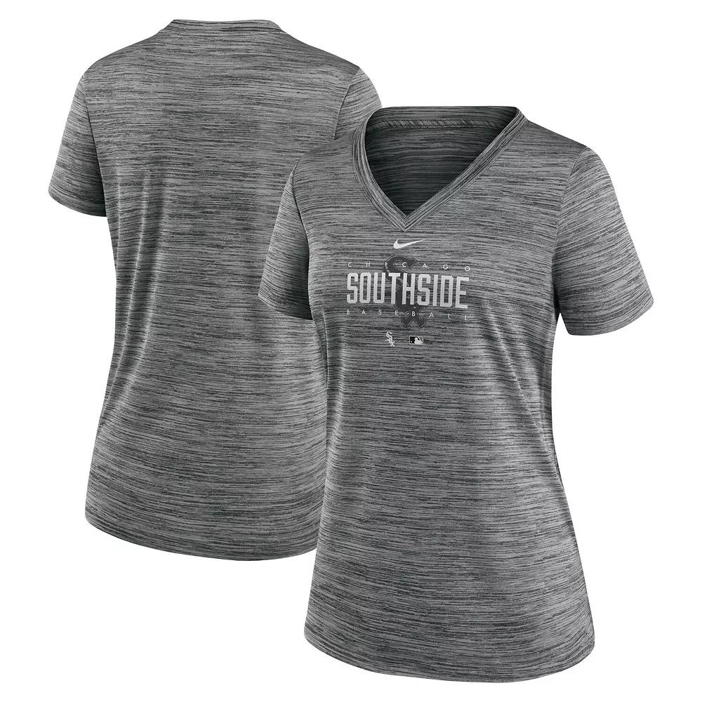 Women's Nike Gray Chicago White Sox City Connect Velocity Practice Performance V-Neck T-Shirt,  Product Image