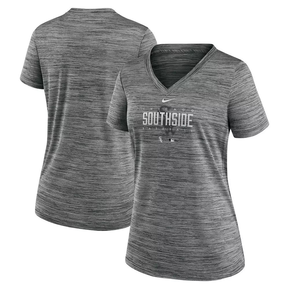 Women's Nike Gray Chicago White Sox City Connect Velocity Practice Performance V-Neck T-Shirt,  Product Image