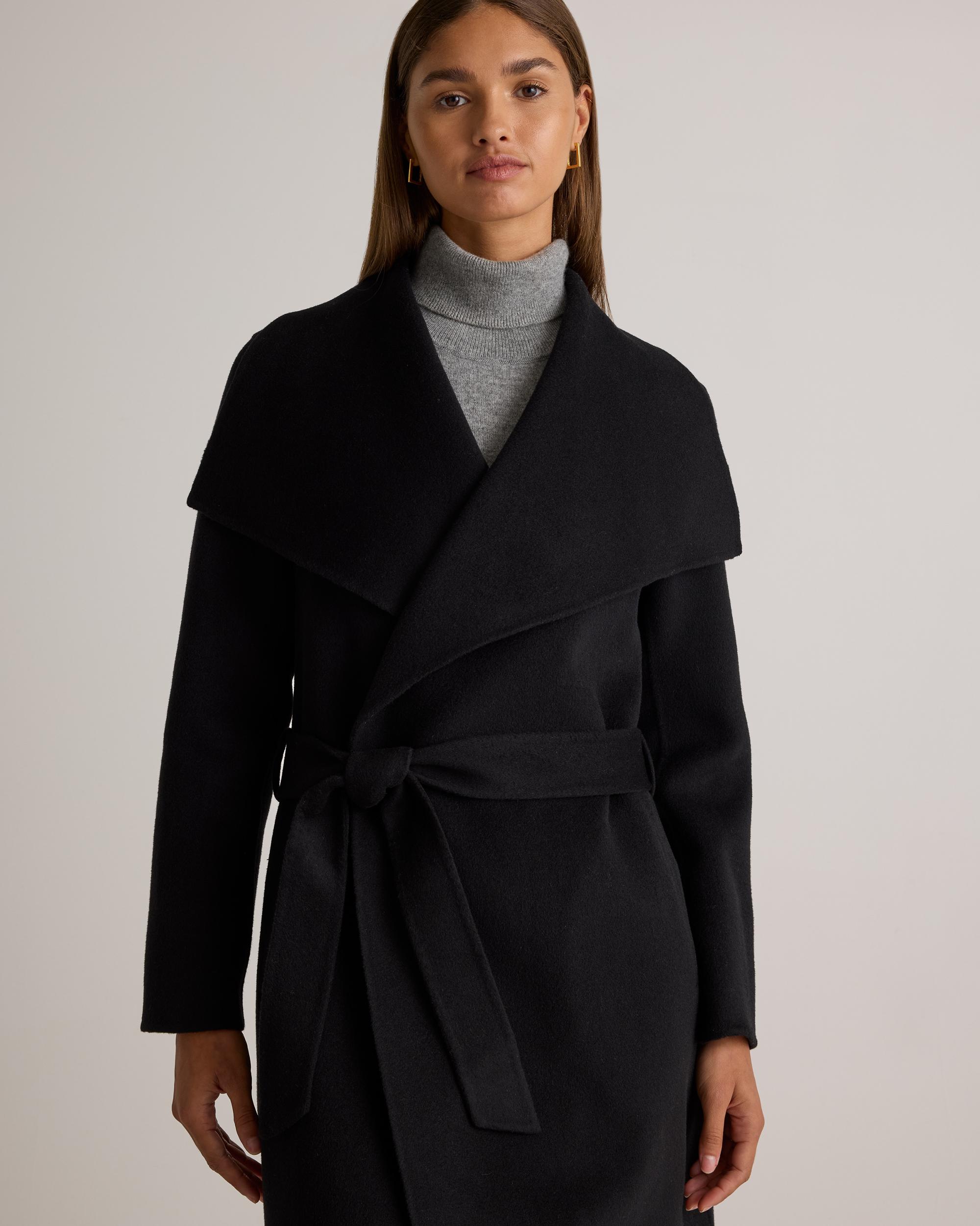 Quince | Women's Double-Faced Merino Wool Draped Collar Wrap Coat Size XL, Wool/Nylon Product Image