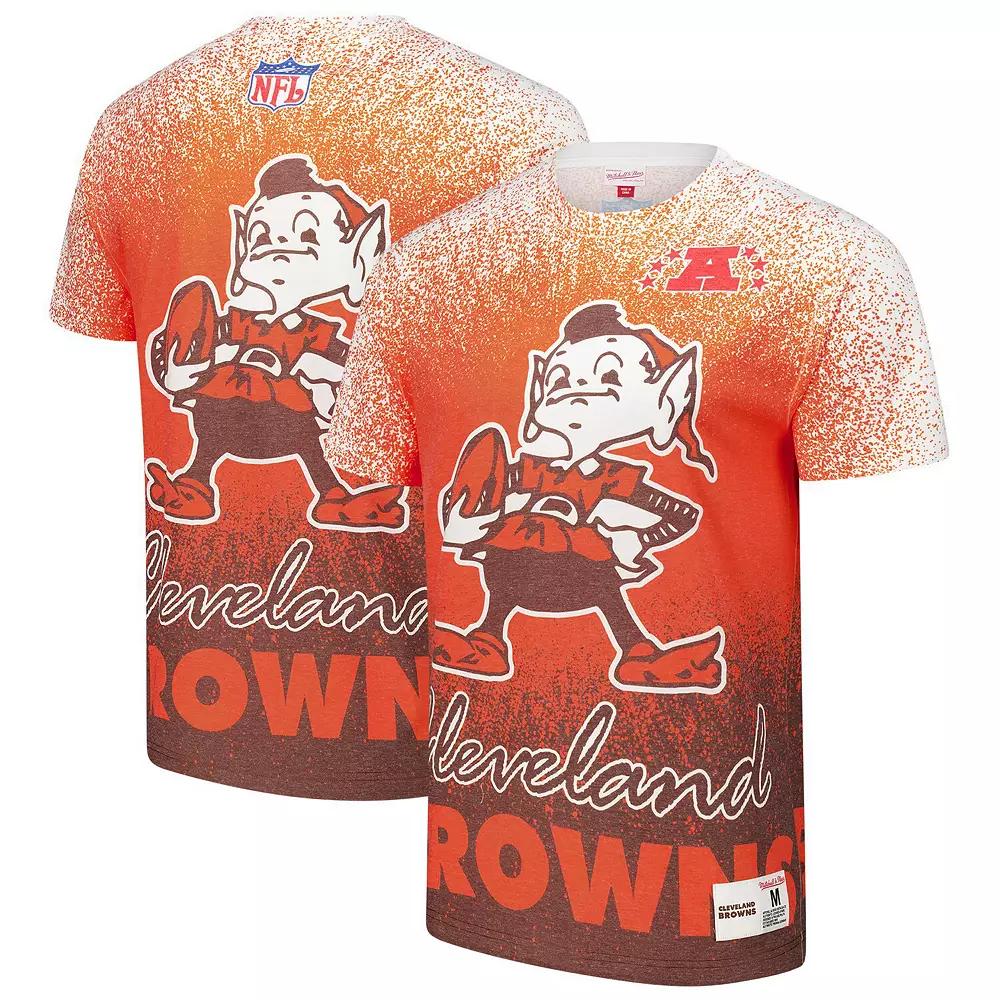 Men's Mitchell & Ness White Cleveland Browns Team Burst Vintage Logo T-Shirt,  Product Image