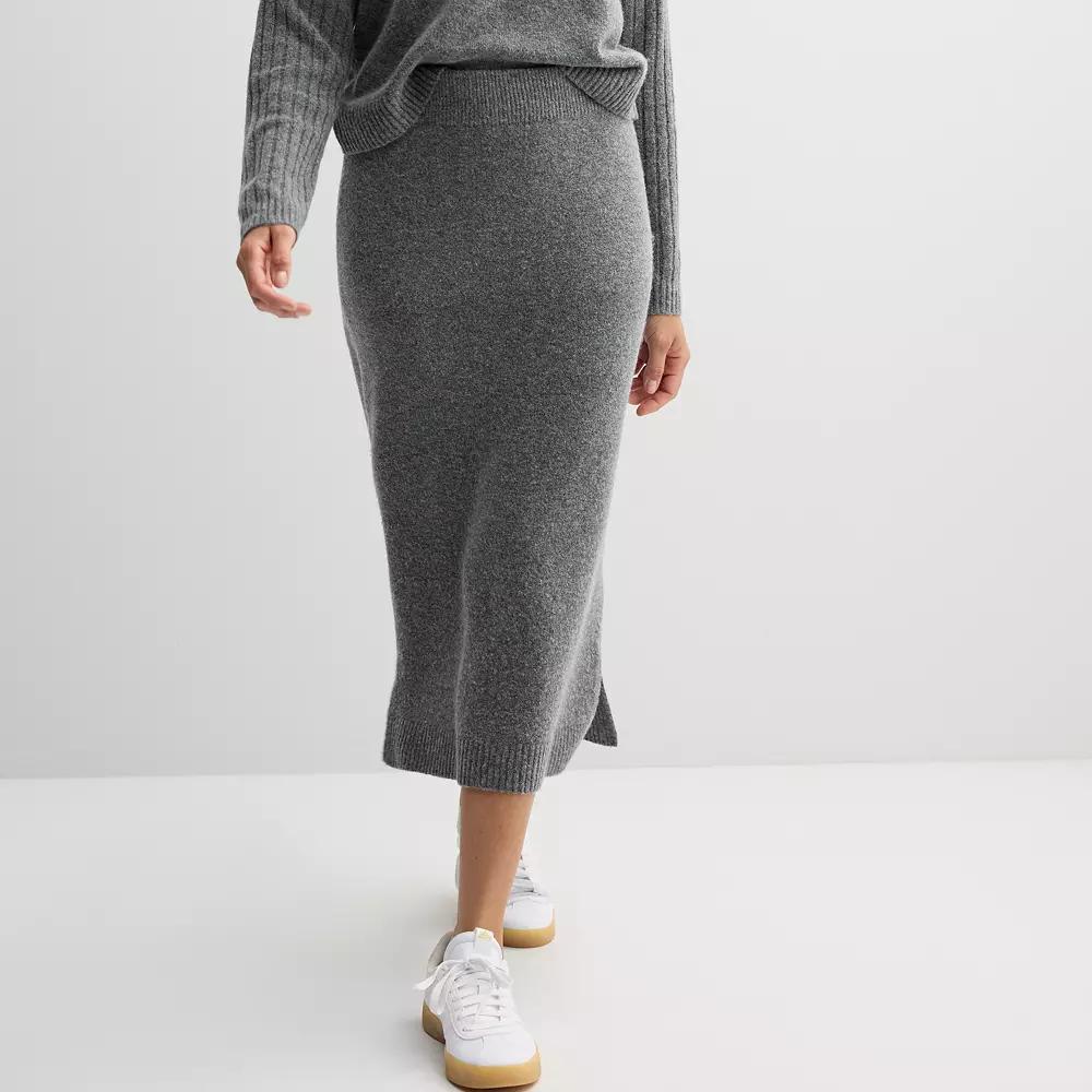 Petite Sonoma Goods For Life® Midi Sweater Skirt, Women's, Size: Large Petite, Grey Grey Product Image