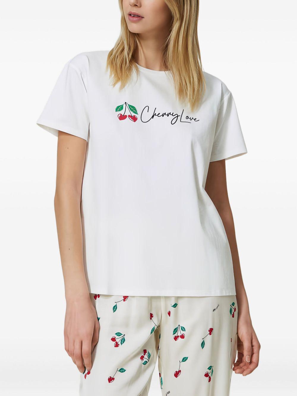 cherry-print short-sleeve T-shirt Product Image