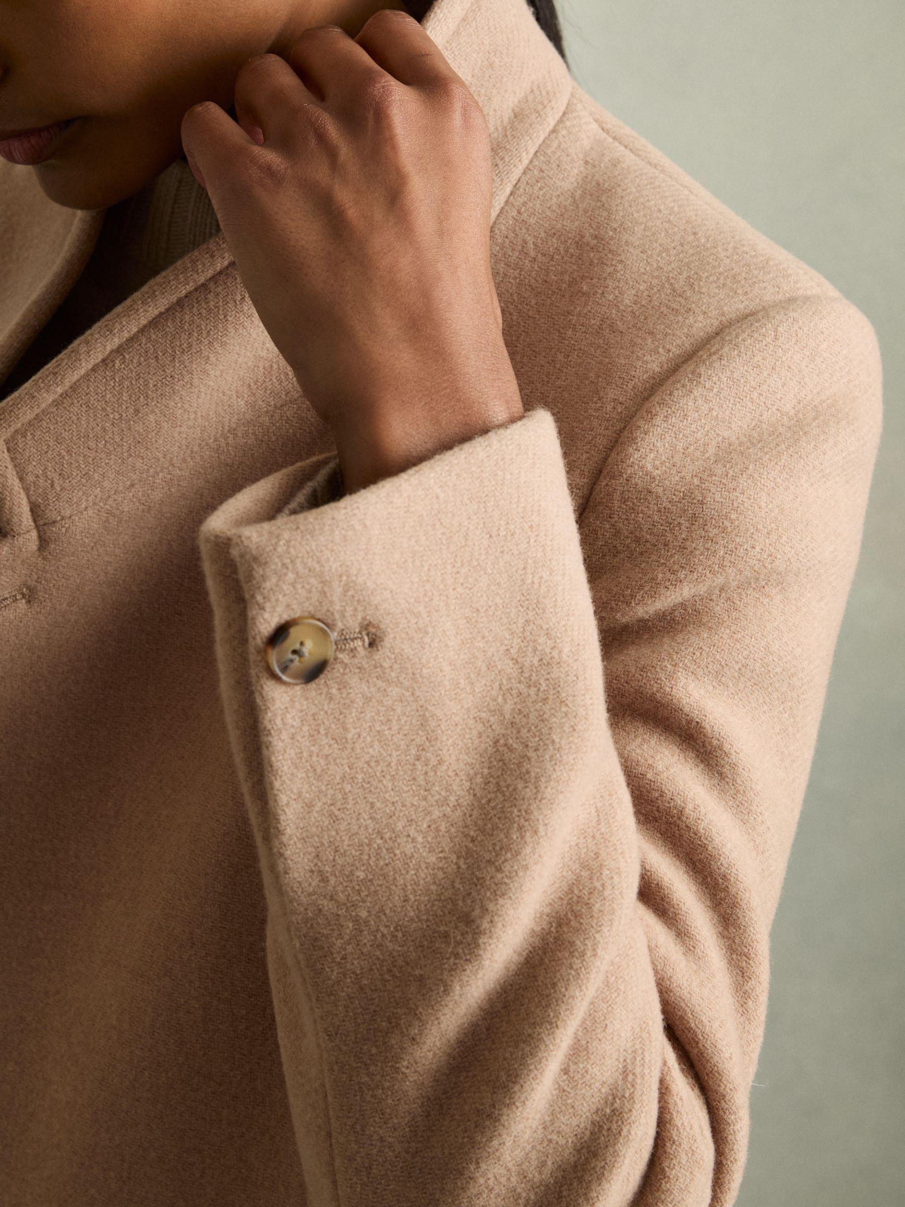 Petite Wool Blend Longline Double Breasted Coat in Light Camel Product Image