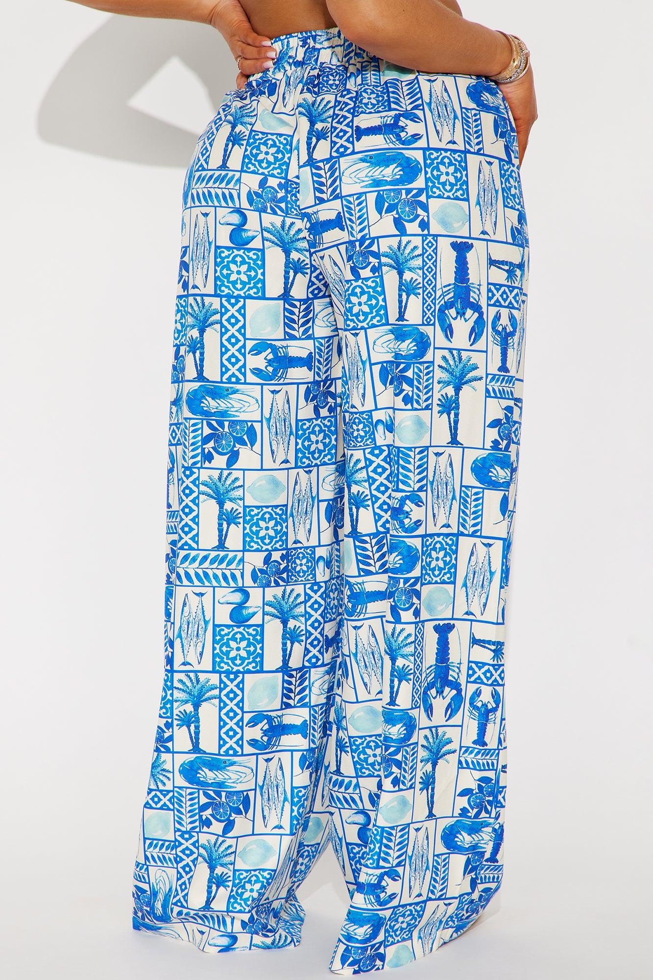 Mediterranean Bliss Satin Pant - Blue/combo Product Image